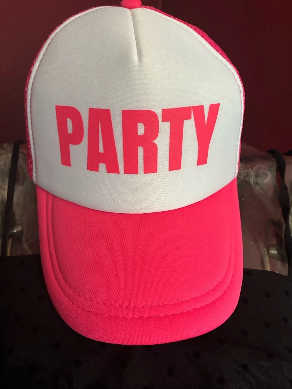 Party Trucker Hat - Hot Pink and White